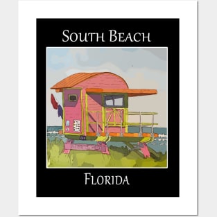 South Beach Lifeguard Tower in Miami Florida Posters and Art